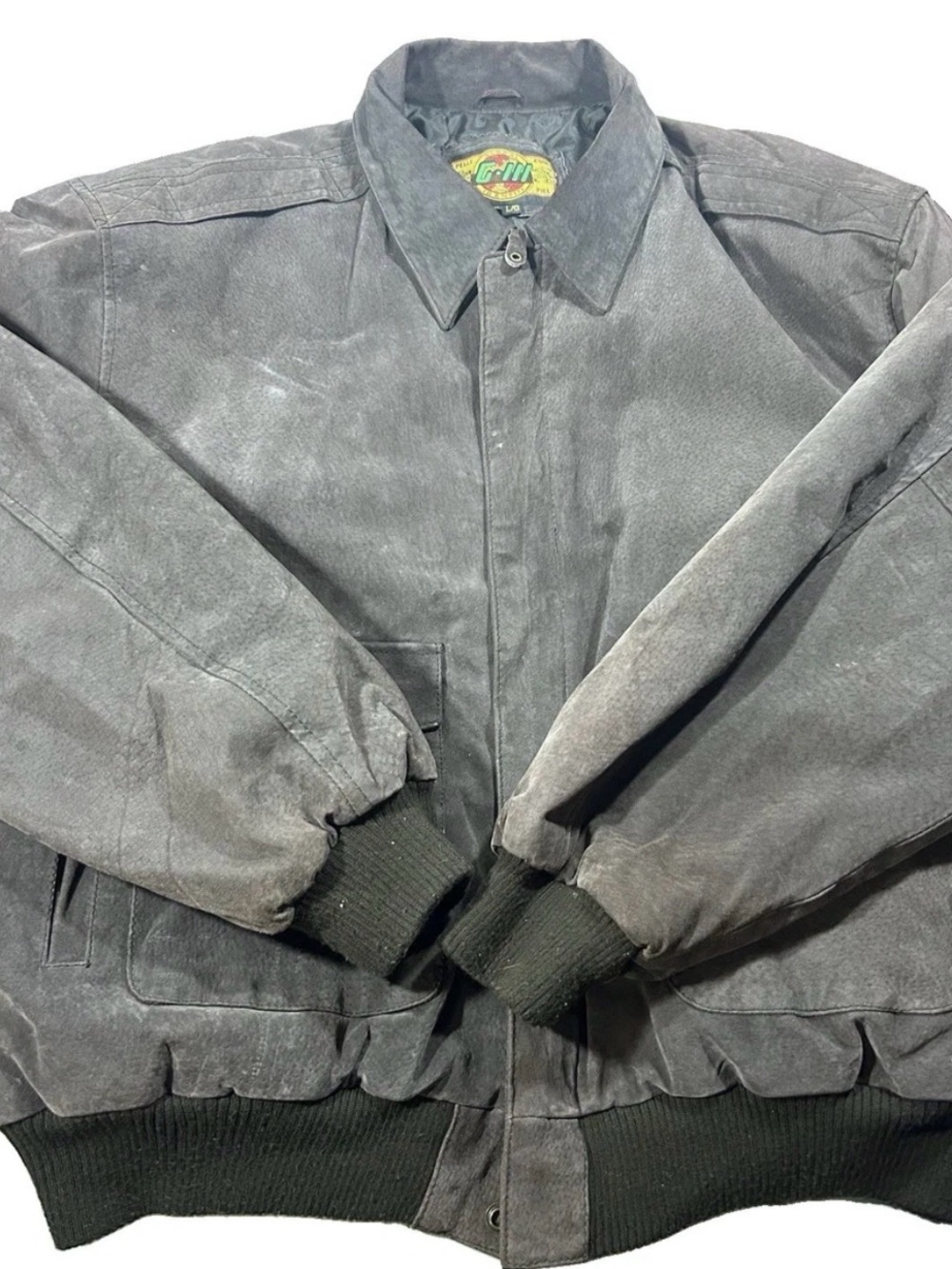VTG Global Identity G III Suede Bomber Jacket Rusty Brown Moto Utility Large